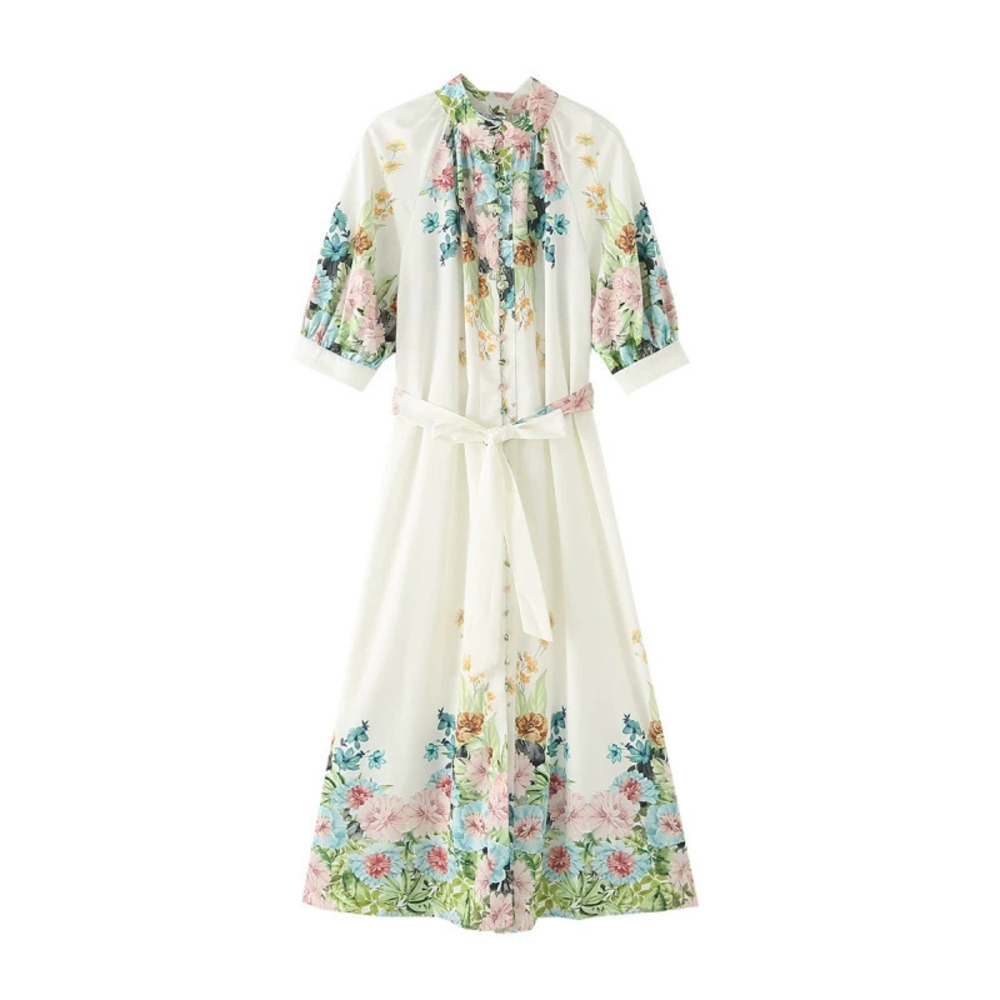 ZARA Short Sleeve Placement Print Dress